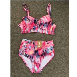 Pink push-up high waist bikini